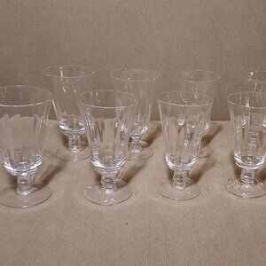 Set Of 8 MCM Silver Flutes Optic Juice Cordial Glasses by Fostoria DISCONTINUED